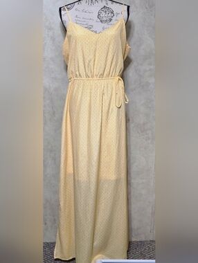 Light Yellow Sleeveless Maxi Dress with Decorative Tie Waist Maurices Size XL